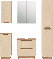 Set di mobili da bagno Lotta, Cachemire, 59.8 cm, composto da mobile sottolavabo, specchiera, colonna, base media e pensile