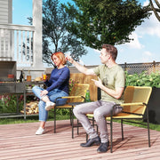 OKWISH Set da Giardino 3 Pezzi, 2 Poltrone e 1 Tavolo da Balcone per Terrazza o Veranda, Acciaio Giallo