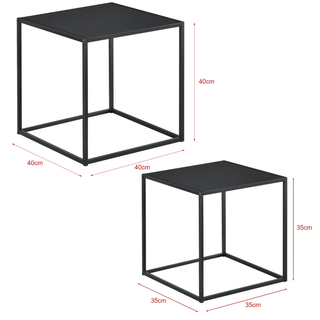 Set di 2 tavolini quadrati in metallo nero opaco 03_0005776