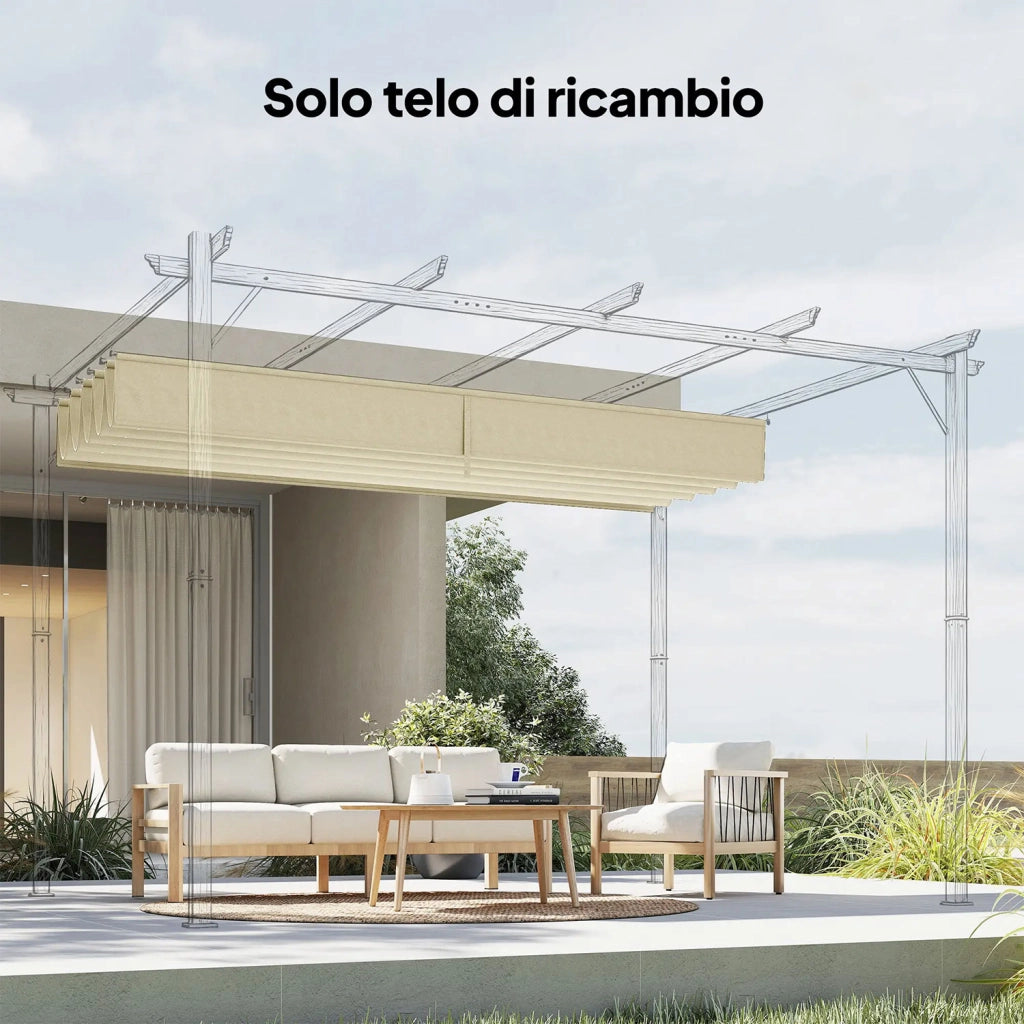 Telo per Pergola 250x255 cm con 10 Fori di Drenaggio in Poliestere  Crema