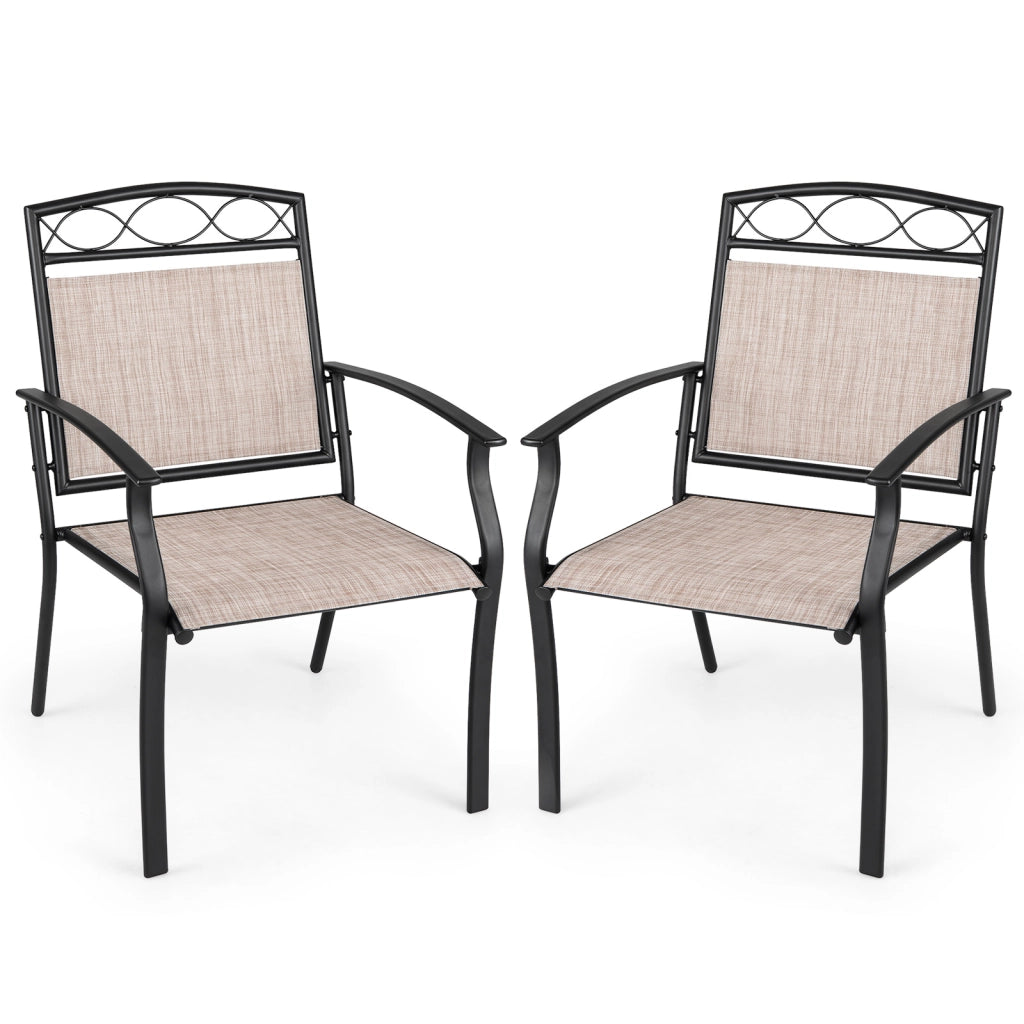Set da 2 sedie da giardino con schienale e braccioli poltrone ergonomiche, Sedie da terrazza in tessuto con ampia seduta
