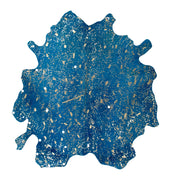 Tappeto in pelle bovina Glam 400 Blu e Oro