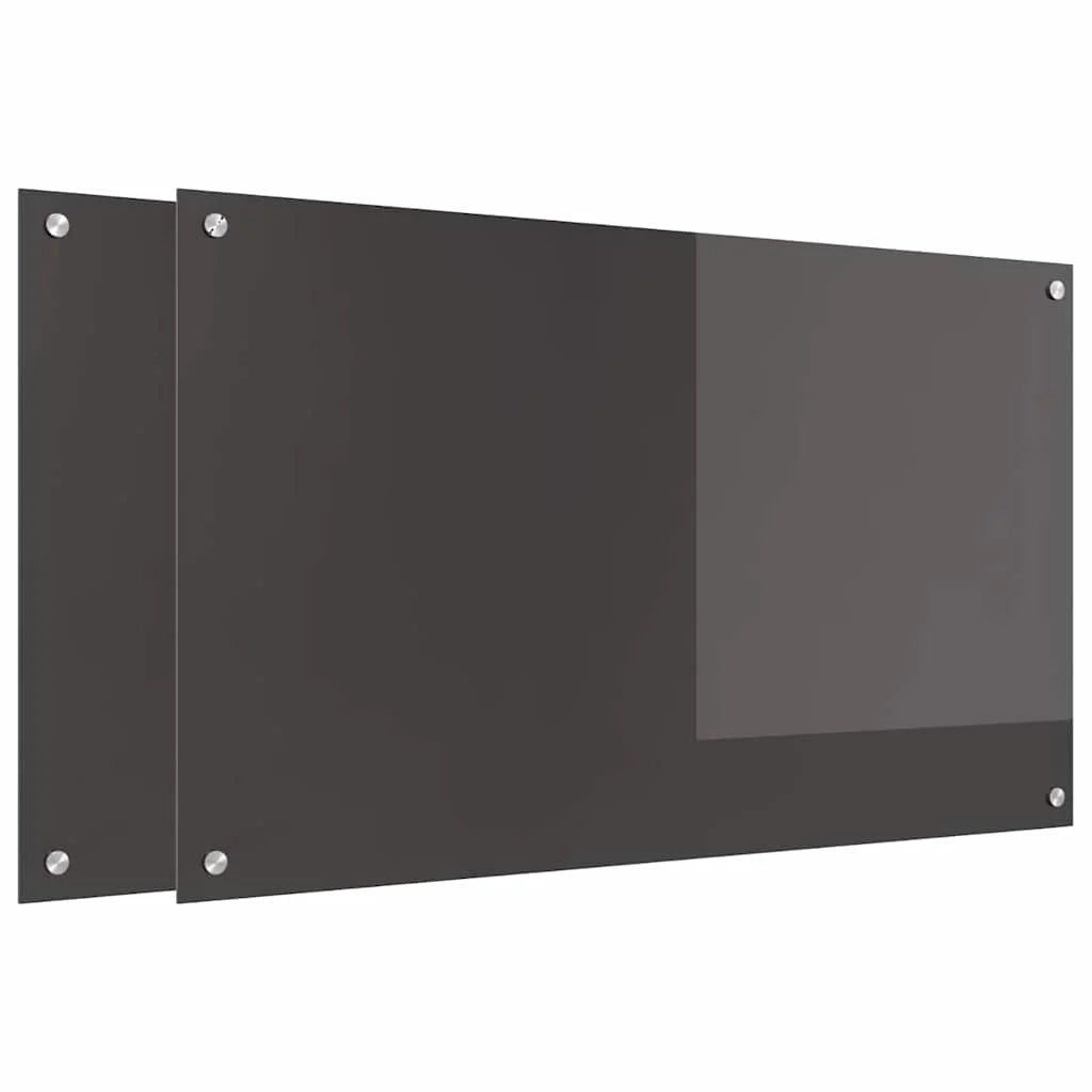 Set di 2 paraschizzi moderni per cucina 100 x 60 cm resistenti al calore design minimalista vetro temperato grigio scuro 02_0056249