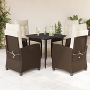 Set da Pranzo da Giardino 5pz con Cuscini in Polyrattan Marronecod mxl 111215