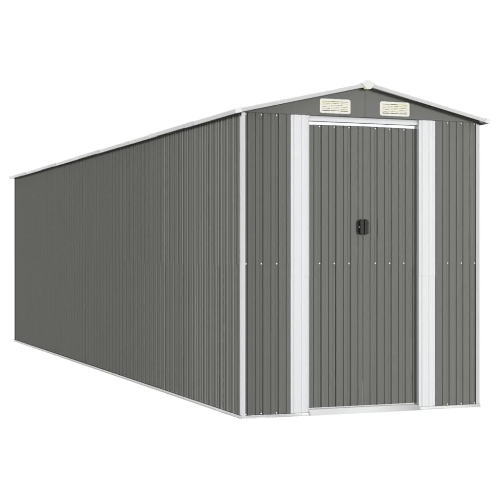 Casetta da giardino cabina ripostiglio casetta da esterno robusta casetta per attrezzi colore chiaro 192 x 772 x 223 cm acciaio zincato grigio 02_0022262
