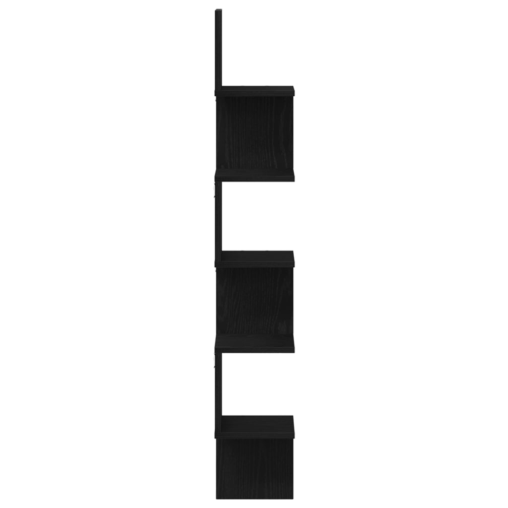Mensola d'angolo  nera in rovere, 20x20x127,5 cm, in legno ingegnerizzato