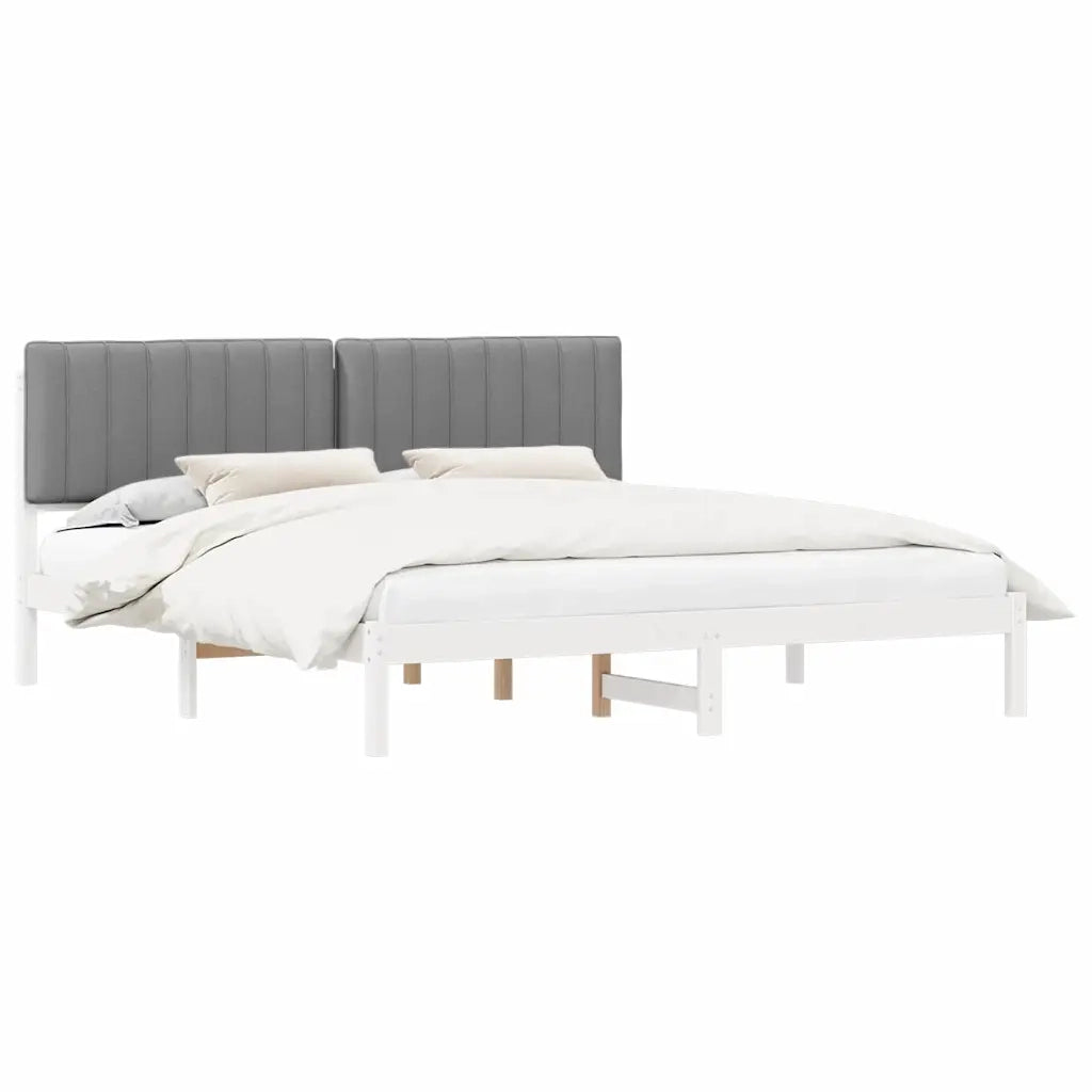 Letto con Testiera Rivestita Grigio chiaro 180 x 200 cm