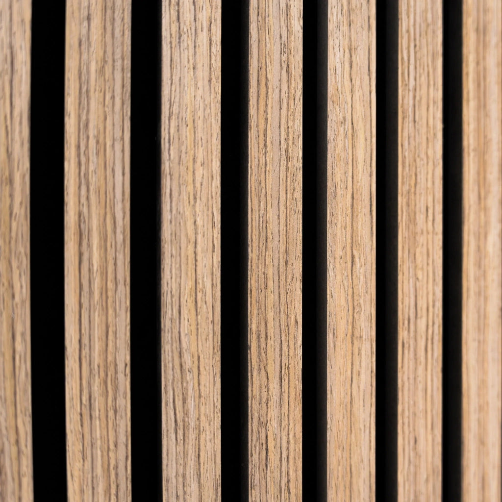 Coppia di Pannelli Fonoassorbenti con Doghe Noce Chiaro 3D in Legno 2400 x 600mm