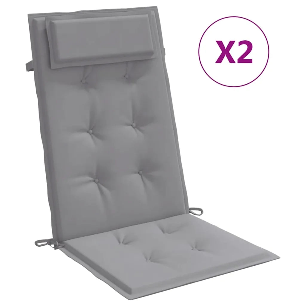 Cuscini per Sedia Schienale Alto 2 pz | Cuscini per sedie Grigio Tessuto Oxford