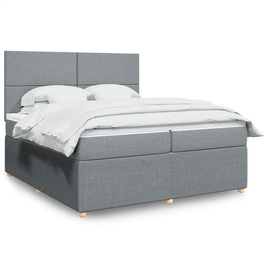 Giroletto a Molle con Materasso Grigio Chiaro 200x200cm Tessuto