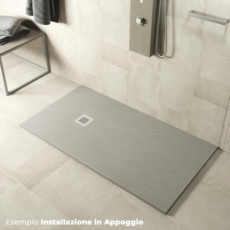 Piatto Doccia in Pietra 100x90 cm Pedrinelli Ardesia Stone Side Grigio