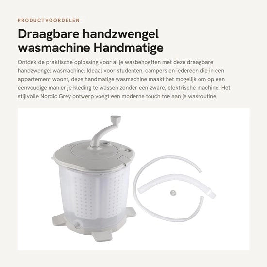 Macchina da lavare a mano portatile - Ideale per camper e appartamenti - Grigio Nordico - Compatta e leggera -