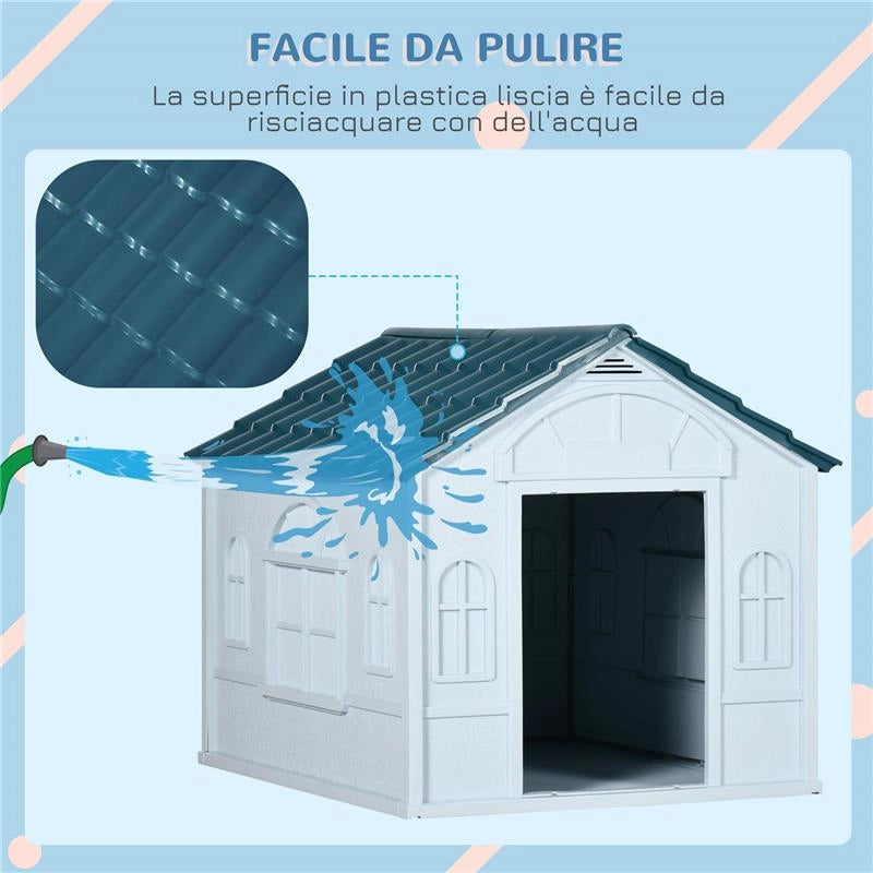 CUCCIA PER CANI DI TAGLIA MEDIA E PICCOLA MAX 20KG IN PP IMPERMEABILE, 65X75.7X63 CM, BLU
