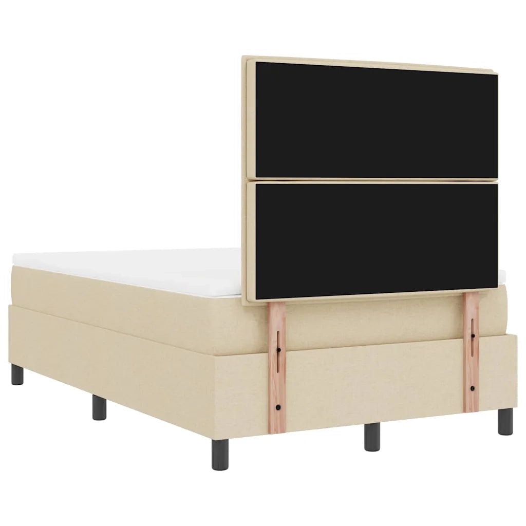 Letto a molle con materasso Crema 120 x 190 cm Tessuto 3339299