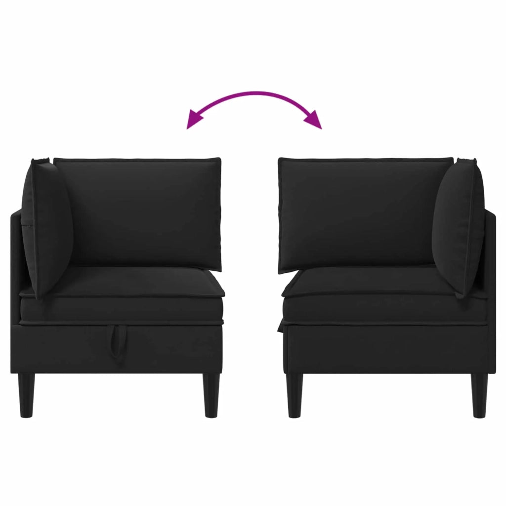 Divano Angolare con Storage Nero Velluto