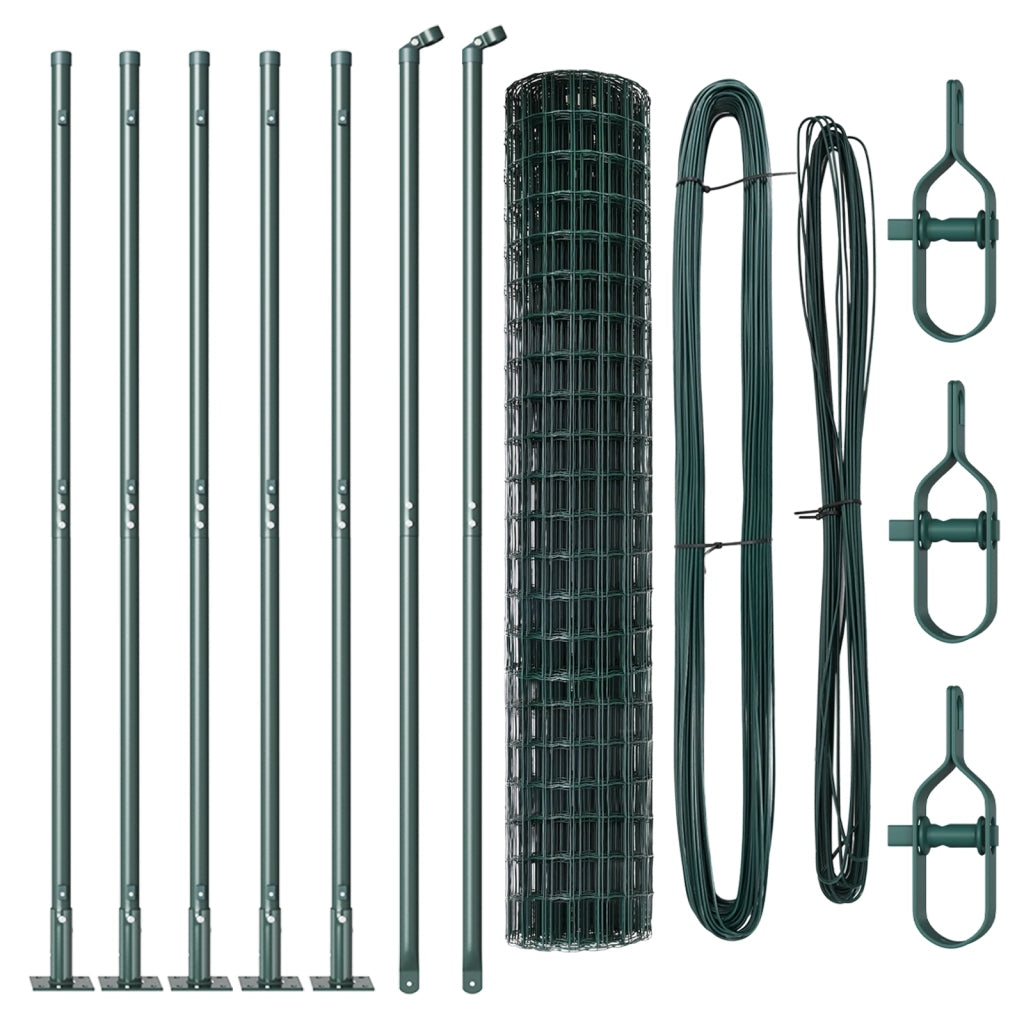 Recinzione Euro con 7 Post Flangiati 1,4x10 m Acciaio Galvanizzato