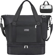 Borsa sport per donna con ruote, grande valigetta per weekend con tasca per bagno, impermeabile, con tasca per scarpe e accessori per viaggi, palestra e volo