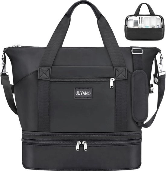 Borsa sport per donna con ruote, grande valigetta per weekend con tasca per bagno, impermeabile, con tasca per scarpe e accessori per viaggi, palestra e volo
