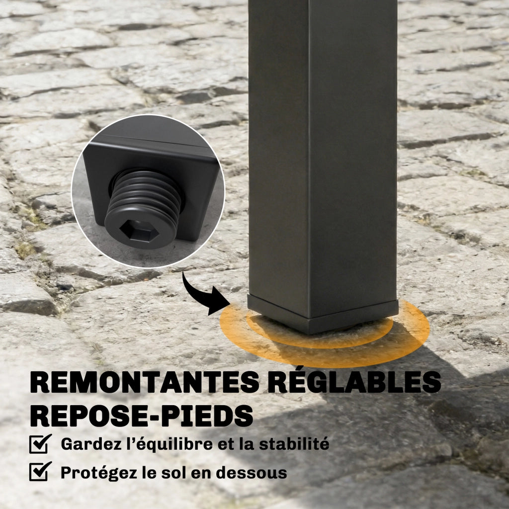 Tavolo da giardino allungabile 4-6 persone con prolunga auto-stoccata alluminio effetto legno 80-160x80 cm nero ¨C Xylo