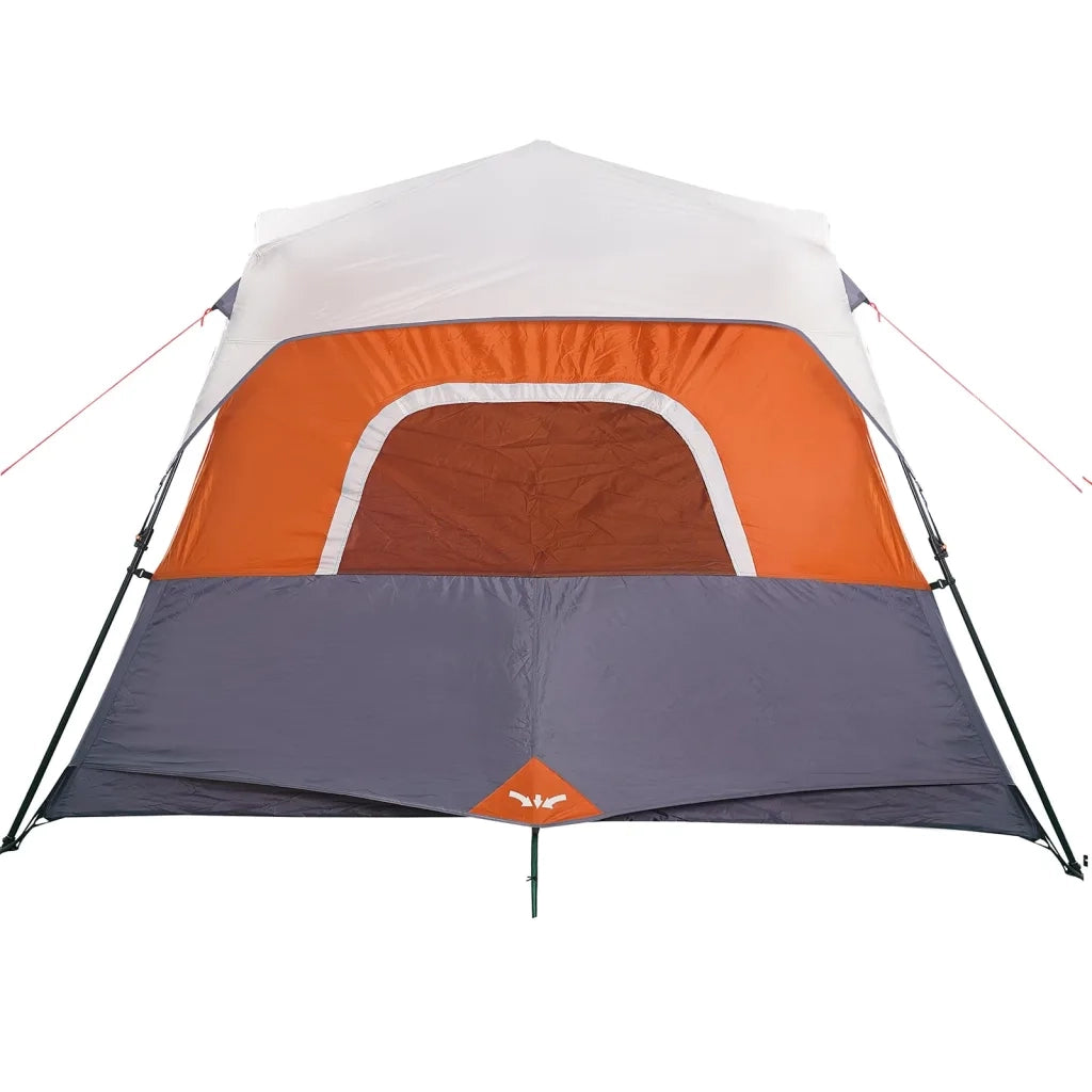 Tenda Famiglia LED 6 Persone-Tenda da campeggio Grigio/Arancione Rilascio Rapido