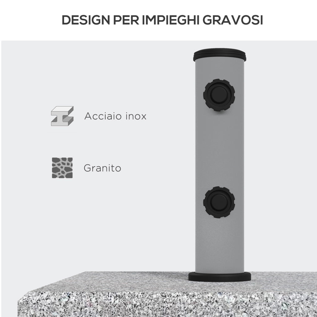 Base per Ombrellone in Granito ¨C Xylo ¨C 28kg con Rotelle 41x41x37.5cm Grigio