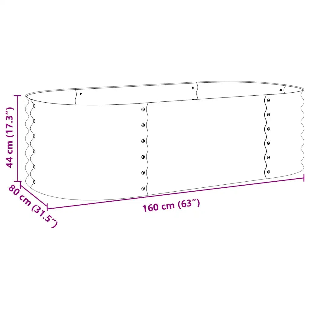 Letto Rialzato Giardino 160x80x44 cm in Acciaio Zincato Argento 45519