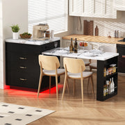 Tavolo da pranzo estensibile nero con LED, USB e vani