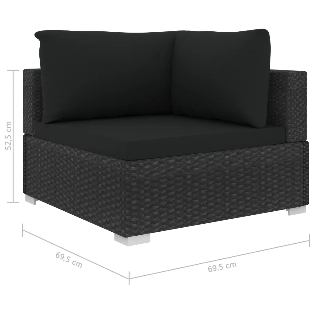 Set Divani da Giardino 11 pz con Cuscini in Polyrattan Nero