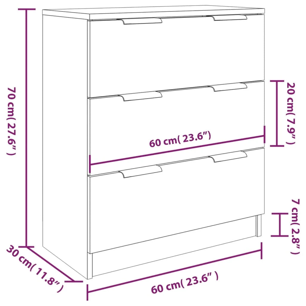 Buffet credenza cassettiera armadio mobile contenitore organizer per cucina soggiorno salotto 3 pezzi legno ingegnerizzato marrone 02_0037052