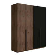 Armadio 4 porte NORVIK - Color noce e nero - Organizzazione ottimizzata con appendiabiti e scaffali