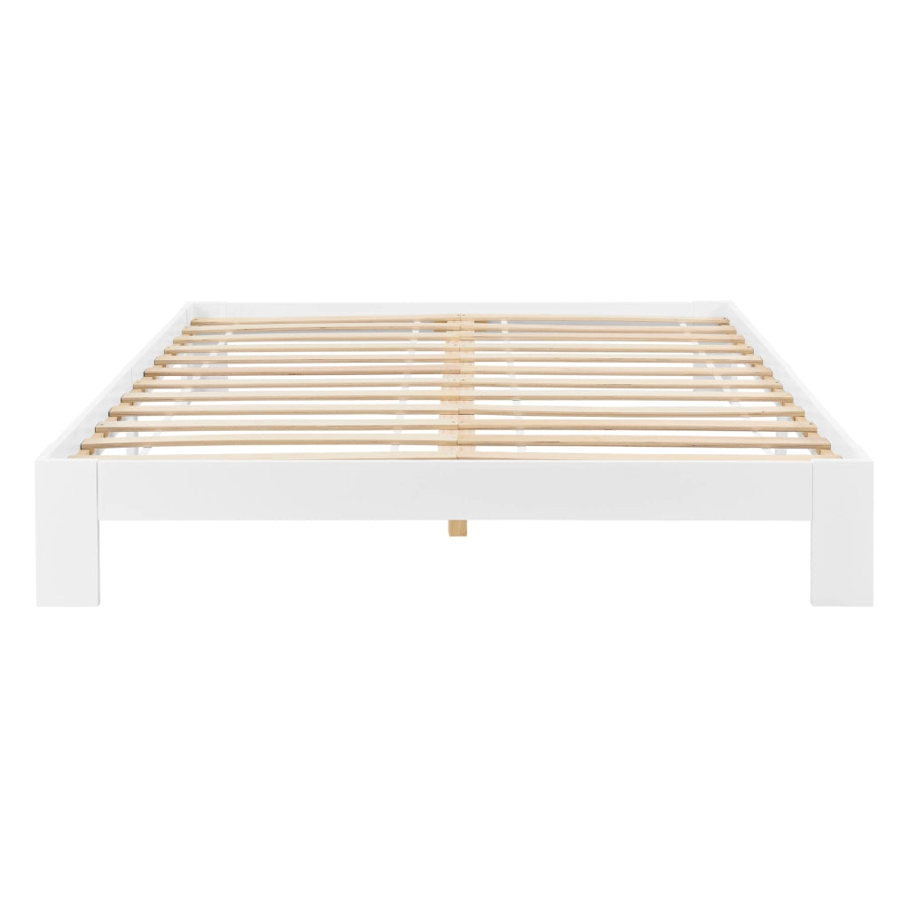 Struttura Letto in Legno di Pino 180 x 200 cm con Rete a Doghe Letto Matrimoniale King Size in Design Minimal - Bianco