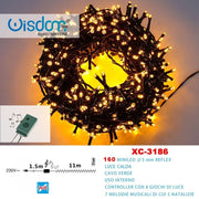 Trade Shop - Catena Luminosa 160miniled Luce Calda Cavo Verde 7 Melodie 8 Giochi Luce Xc-3186 -
