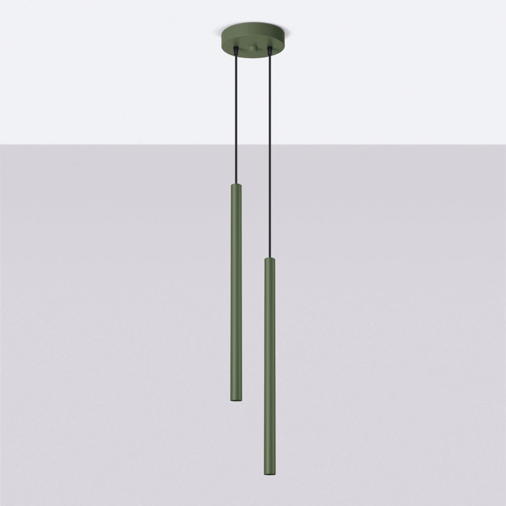 Lampada a sospensione VELINO verde oliva 2 luci G9