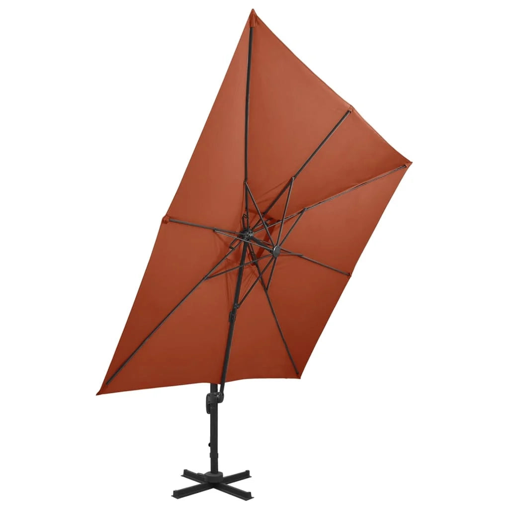 Ombrellone a braccio con doppio tetto 300 x 300 cm arancione 02_0008562