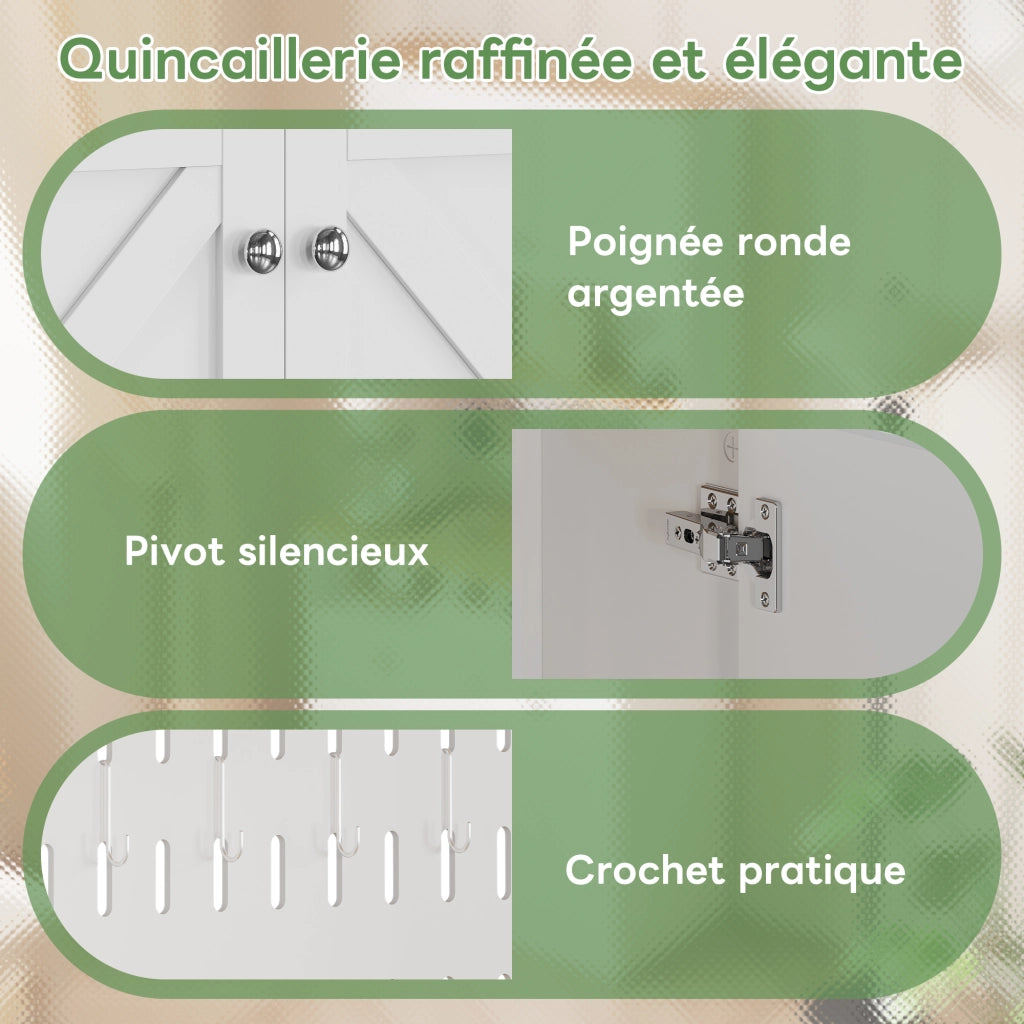 OKWISH Credenza da Cucina con Ripiani, 4 Ante e 2 Cassetti, Pannello Forato, per Cucina, MDF, Bianco, 80×40×175 cm