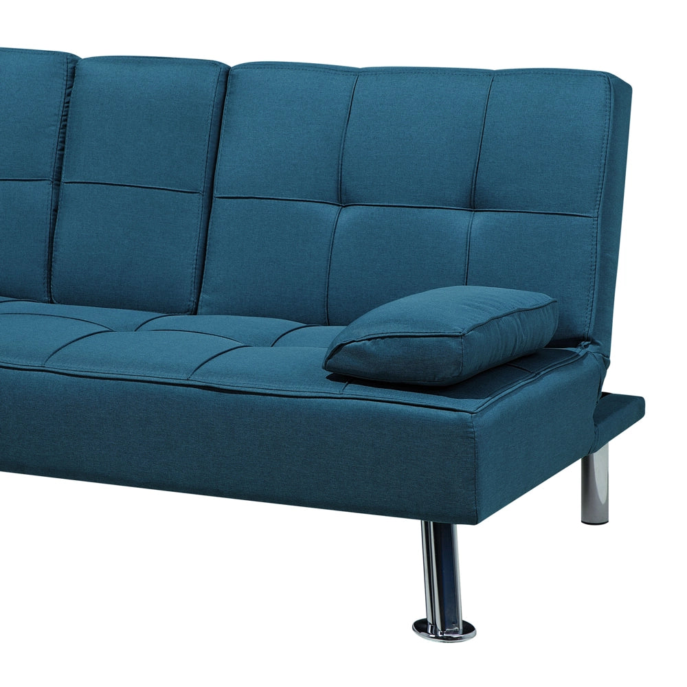 Divano letto blu 3 posti tavolo a ribalta Click Clack soggiorno