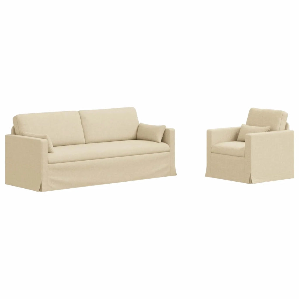Set di divani 2 pcs Crema 198 x 78 x 80 cm Tessuto 3407586