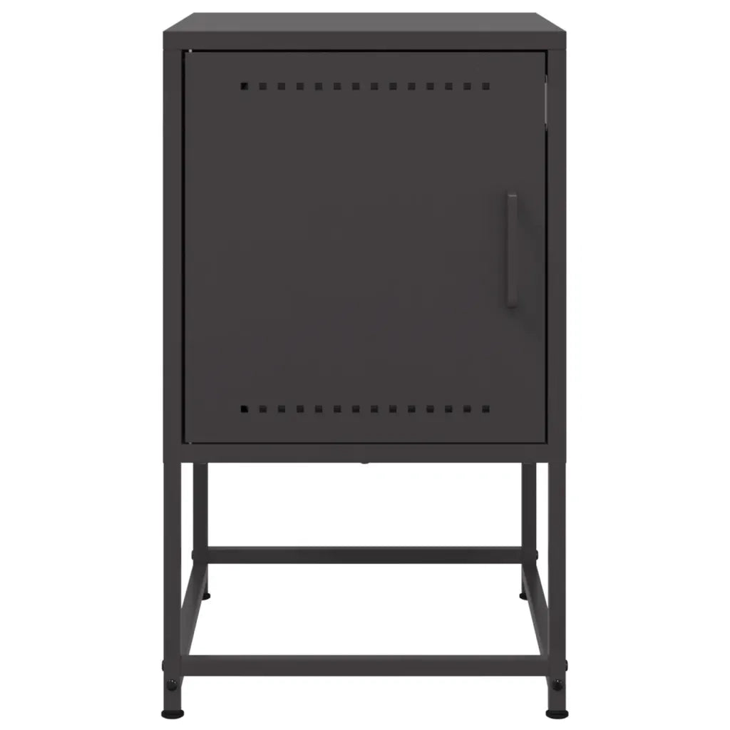 Set di 2 Comodini | Armadio da Notte | Mobiletto da notte Neri 36x39x60,5 cm in Acciaio