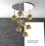 SOSP. OTTONE SAT. TONDA 8 LUCI VETRI TUTTI PICCOLO ORO 1155OS-S8 TP-OR