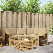 Set di divani da esterno 5 pcs Bianco e Beige 59 x 59 x 37 cm