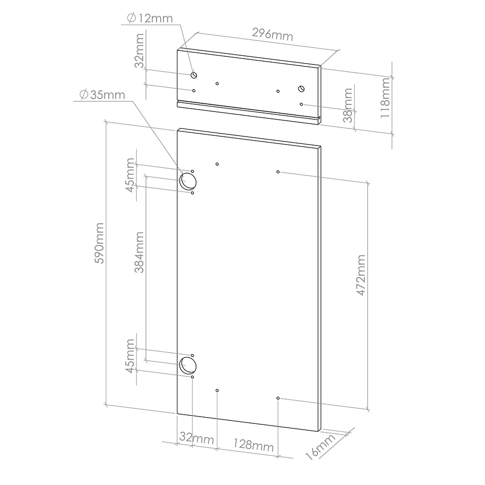 Vicco Frontale cucina Antracite lucido 29.6 x 70.8 cm frontale del mobile per mobile base con cassetti