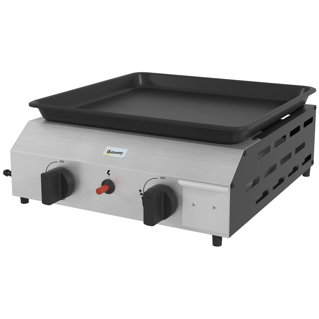 Piastra Barbecue a Gas ¨C zephmum ¨C 2 Bruciatori 4.8kw Argento