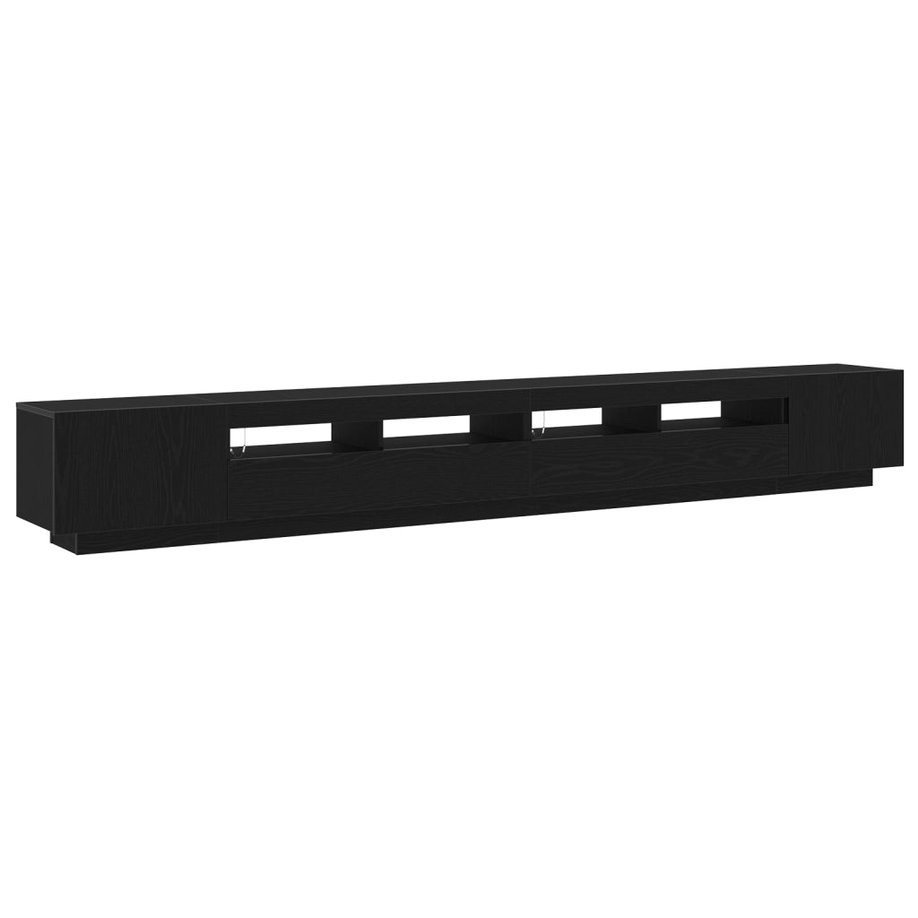 Mobile TV con Luci LED Nero Rovere 300x35x40 cm in Legno Ingegnerizzato