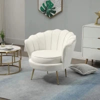 Poltrona di Design Stile Vintage Imbottita in Velluto, 79x77x77cm, Crema