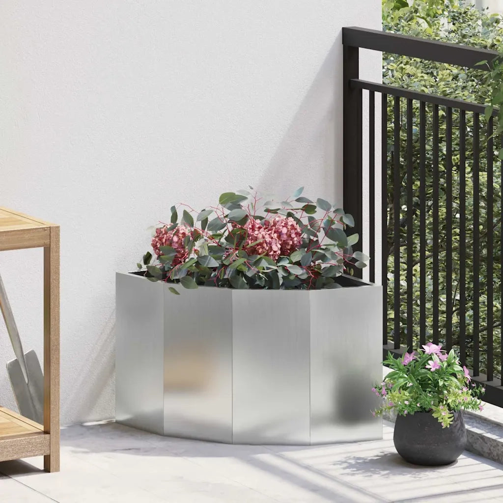 Fioriere | Cassetta per fiori | Vaso d'angolo Argento 45 x 45 x 35 cm Acciaio zincato
