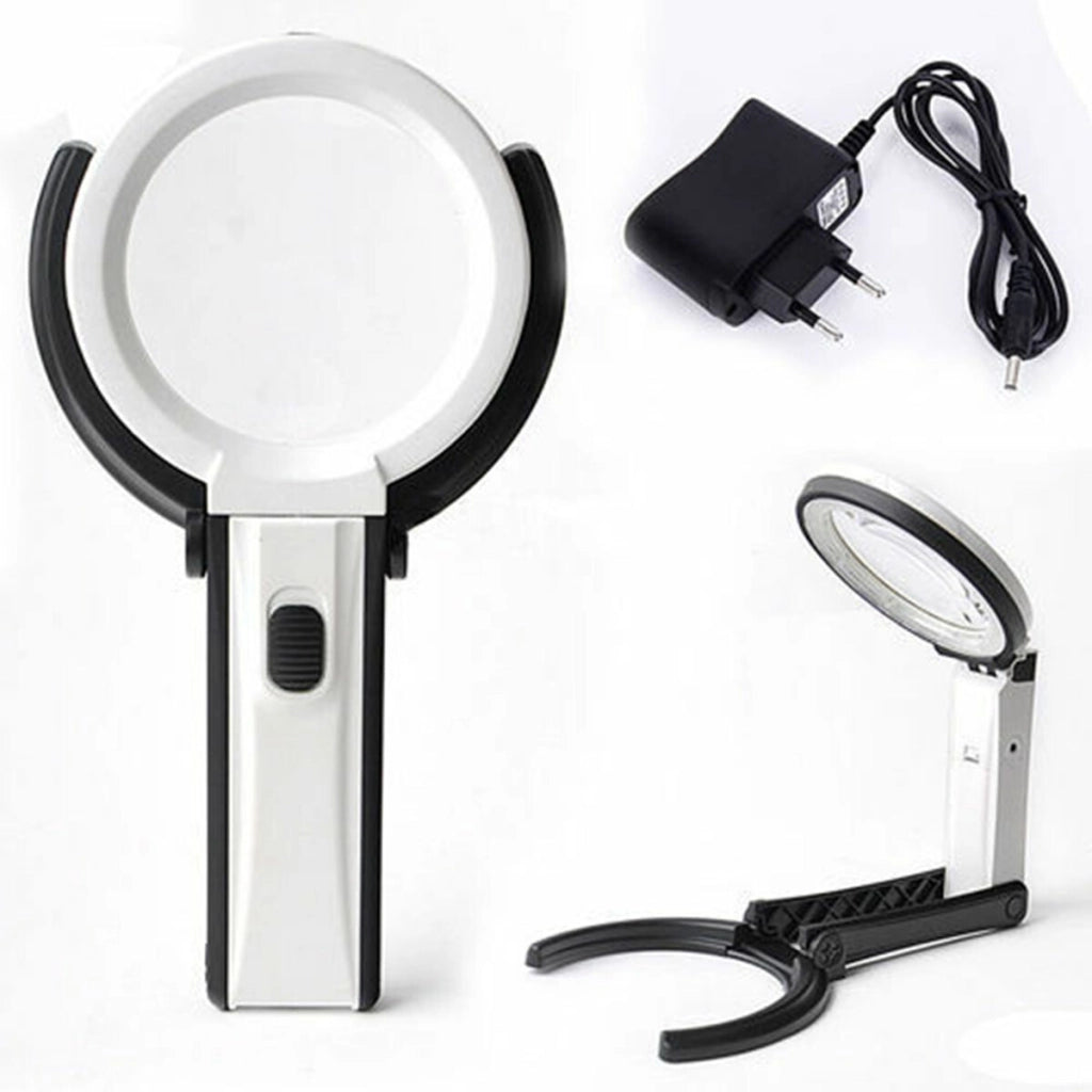 LAMPADA LENTE DI INGRANDIMENTO DA TAVOLO CON LUCE 10 LED PORTATILE 90 MM A 25MM