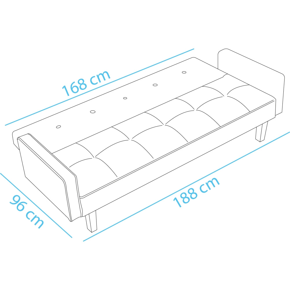Divano Letto Clik Clak a 3 Posti con Schienale Reclinabile Convertibile Bianco