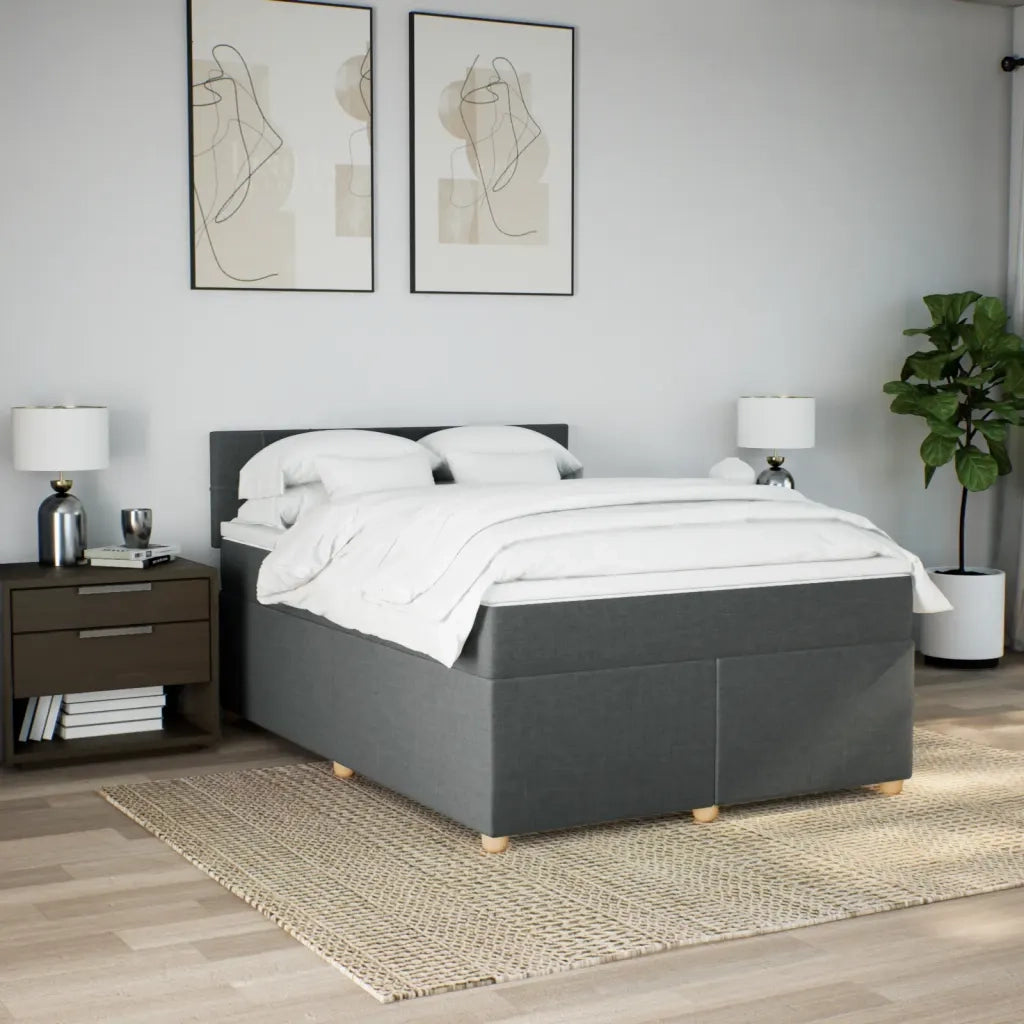 Giroletto a Molle con Materasso Grigio Scuro 140x190 cm Tessuto