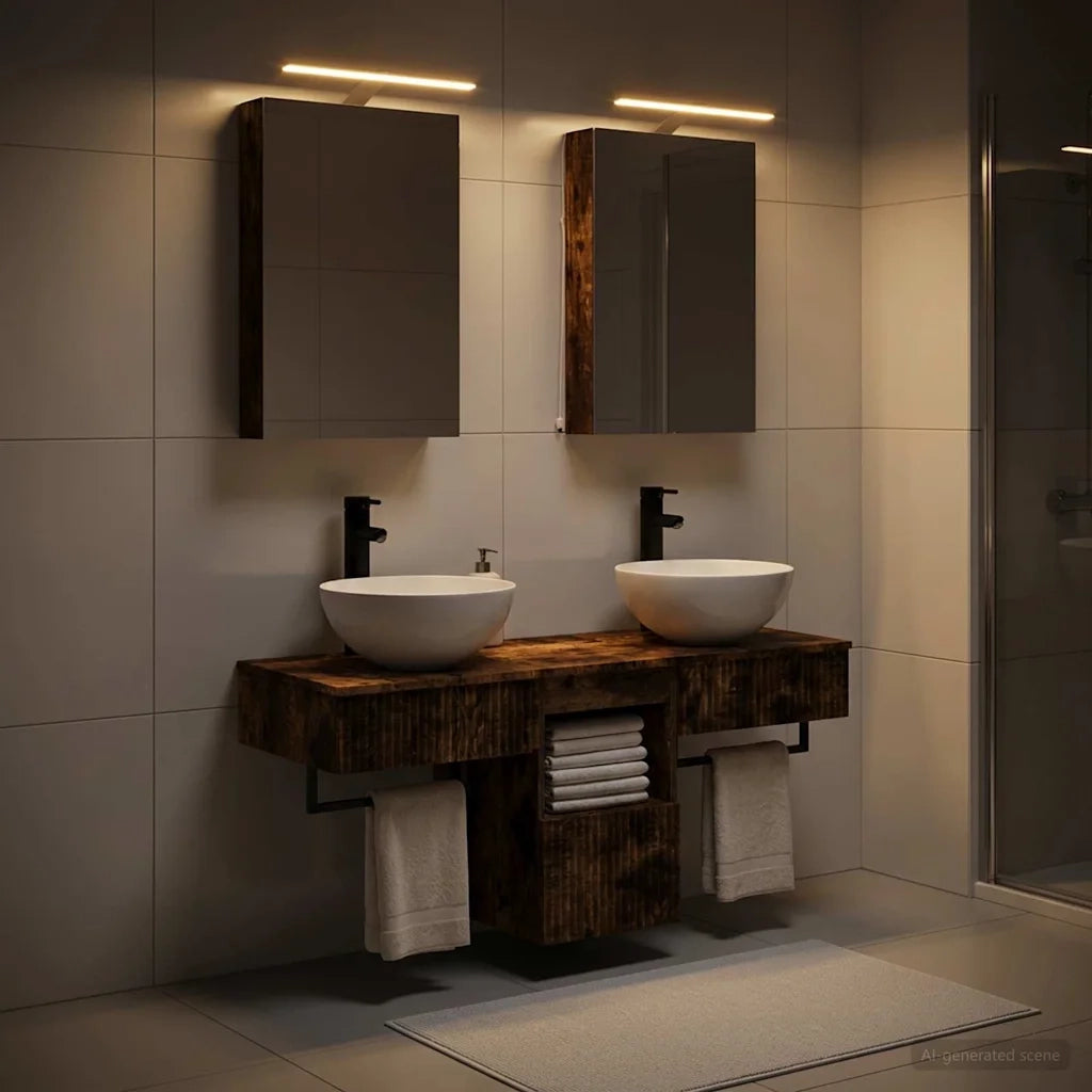 Set di Armadi da Bagno 5 pcs Rovere Fumo 40 x 10,5 x 60,5 cm 3406275