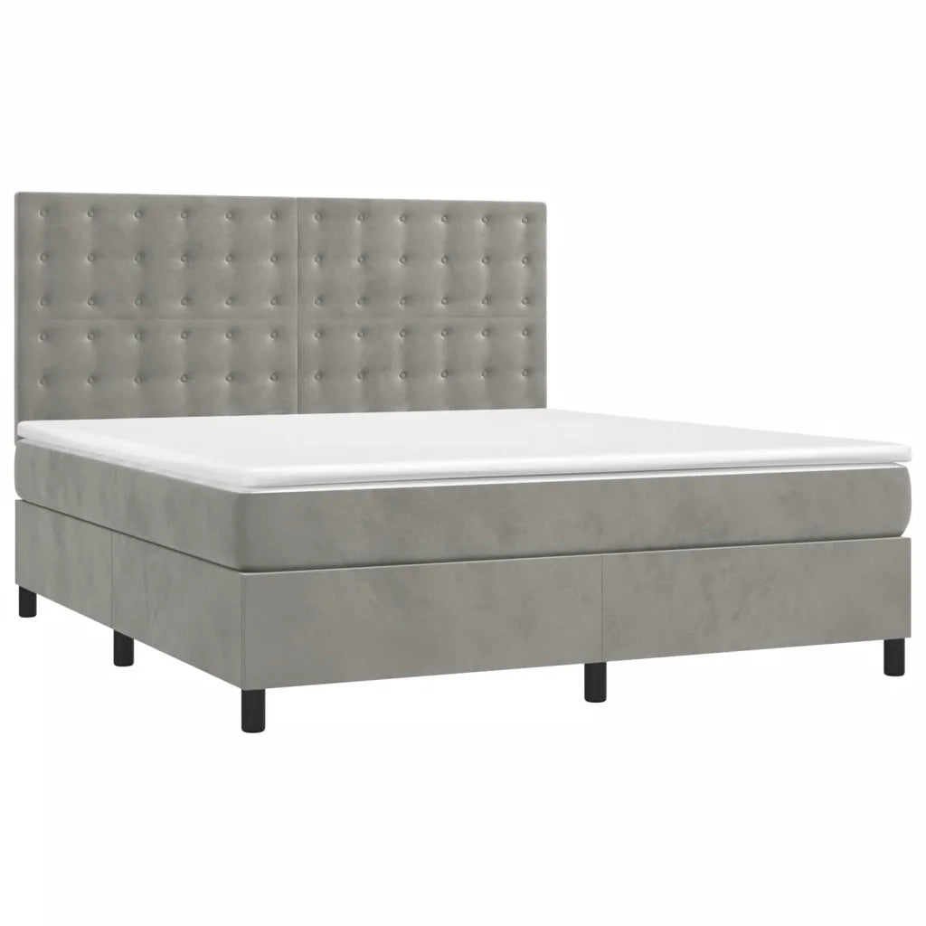 Giroletto a Molle con Materasso Grigio Chiaro 180x200cm Vellutocod mxl 123780